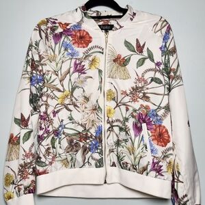 Papillon Women's Floral Bomber Jacket - Cream Multicolor